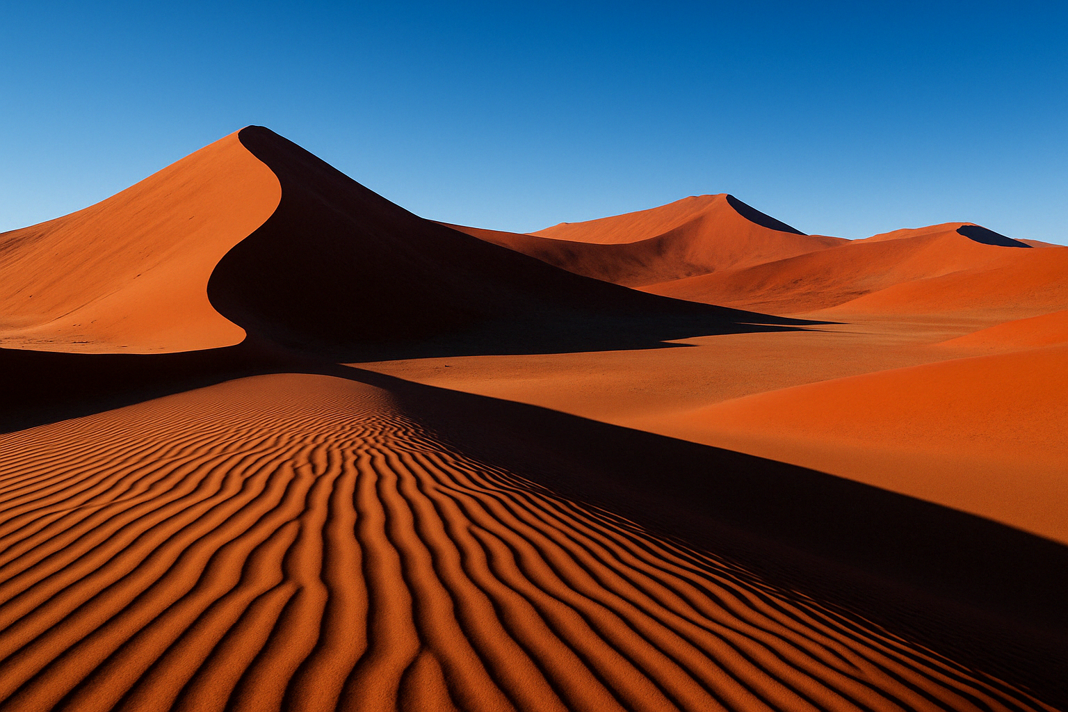 Sossusvlei red dunes under clear sky